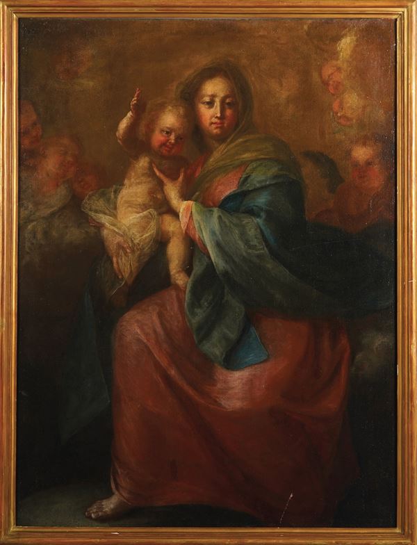 Scuola del XVIII secolo Madonna con Bambino e angeli