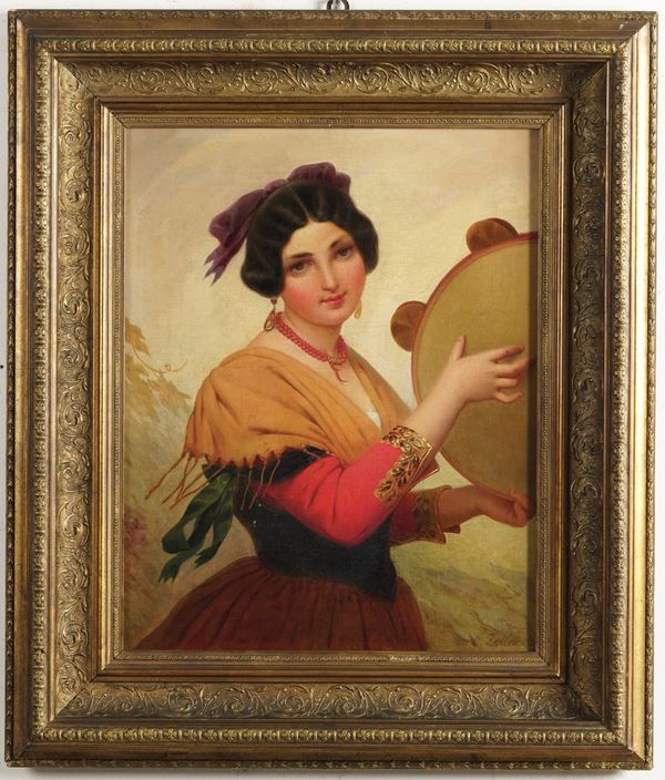 Ragazza con tamburello