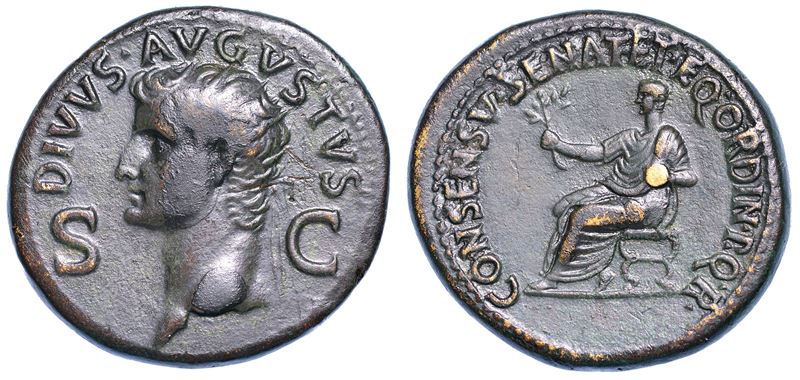 OTTAVIANO AUGUSTO, 27 a.C. - 14 d.C. Dupondio, anni 37-41 (Divo Augusto). Roma.  - Auction Numismatics - Cambi Casa d'Aste