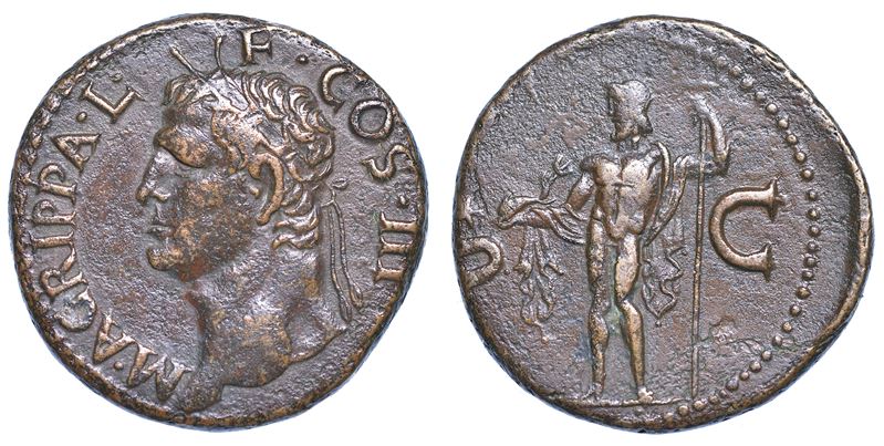 AGRIPPA, + 12 d.C. Asse, dopo il 37. Roma.  - Auction Numismatics - Cambi Casa d'Aste