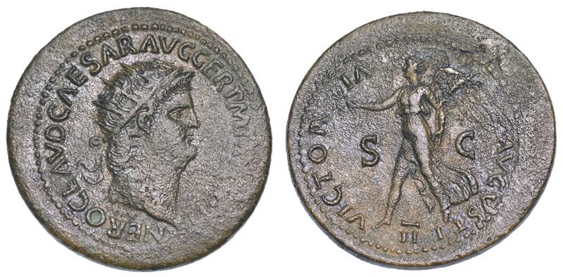 NERONE, 54-68. Dupondio, anno 64. Lugdunum.  - Auction Numismatics - Cambi Casa d'Aste