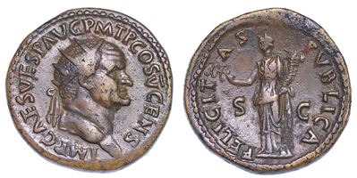 Vespasiano, 69-79. Dupondio, Anno 74.