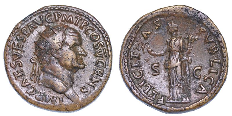 VESPASIANO, 69-79. Dupondio, anno 74.  - Auction Numismatics - Cambi Casa d'Aste