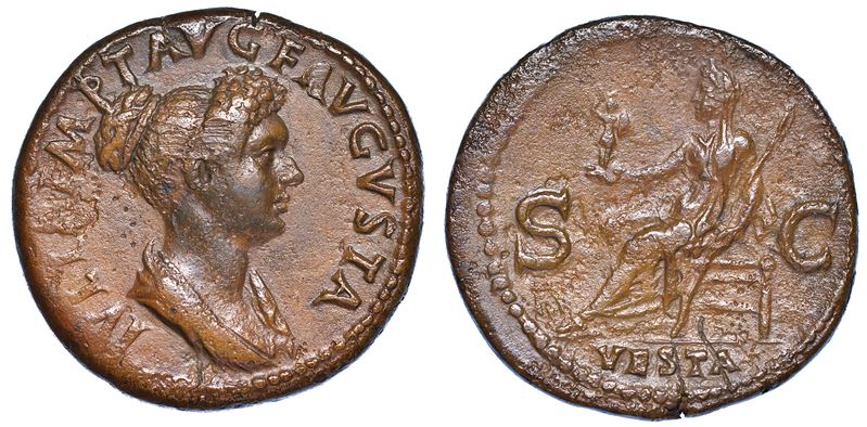 JULIA TITI (Figlia di  Tito), 79-90/1. Dupondio, anni 80-81. Roma.  - Auction Numismatics - Cambi Casa d'Aste