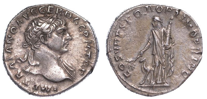 TRAIANO, 98-117. Denario, anno 110.  - Auction Numismatics - Cambi Casa d'Aste