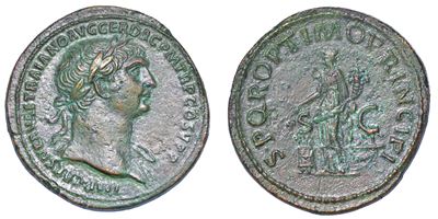 Traiano, 98-117. Sesterzio, Anni 106-107.