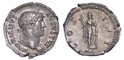 Adriano, 117-138. Denario, Anni 124-125.