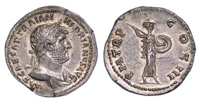 Adriano, 117-138. Denario, Anni 121-123.