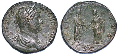 Adriano, 117-138. Sesterzio, Anni 133-135.