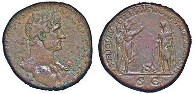 Adriano, 117-138. Sesterzio, Anni 119-121.