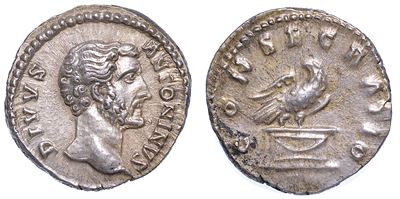 Antonino Pio, 138-161. Denario, Anno 161. Consacrazione Sotto Marco Aurelio e Lucio Vero.