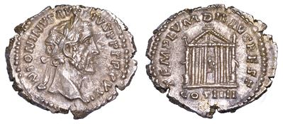 Antonino Pio, 138-161. Denario, Anni 158-159.