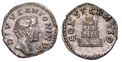 Antonino Pio, 138-161. Denario, Anno 161. Consacrazione Sotto Marco Aurelio e Lucio Vero.