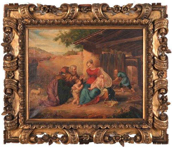 Scuola del XIX secolo Sacra Famiglia con San Giovannino e Sant'Anna