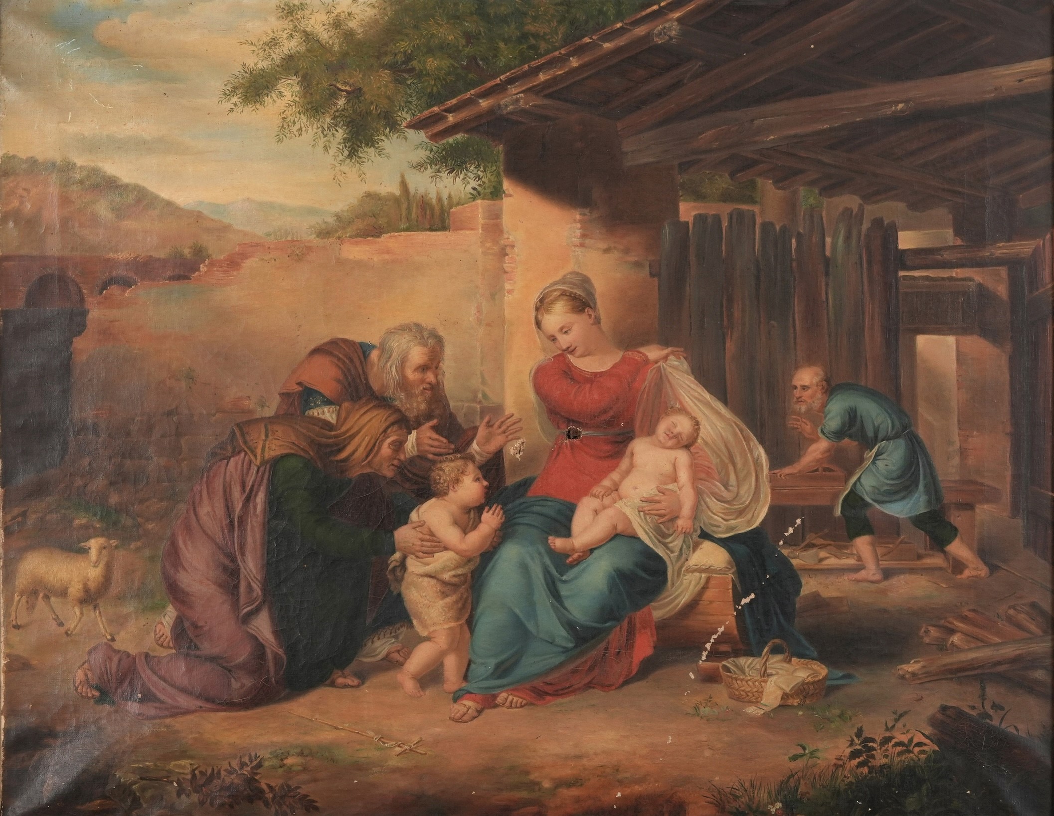 Scuola del XIX Secolo Sacra Famiglia con San Giovannino e Sant'anna