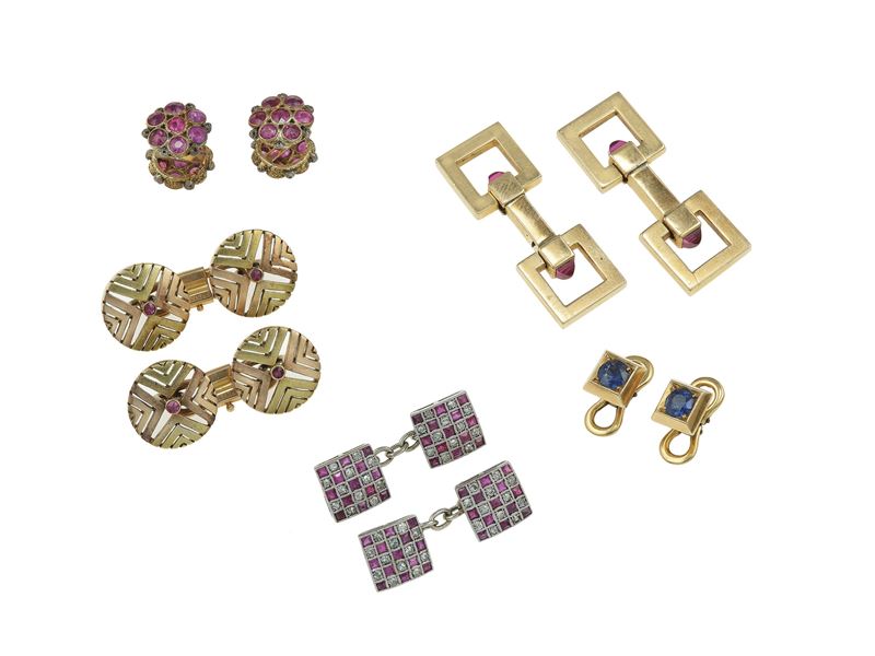 Group of diamond and gem-set men's accessories  - Auction Fine Jewels - Cambi Casa d'Aste