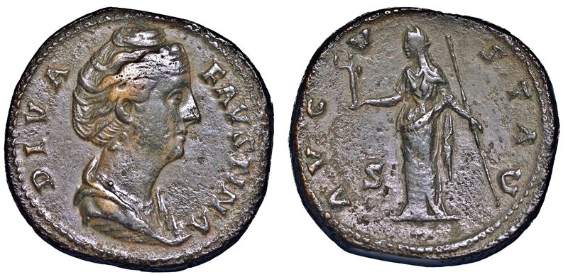 FAUSTINA I (moglie di Antonino Pio), + 140/141. Sesterzio. Consacrazione.  - Auction Numismatics - Cambi Casa d'Aste