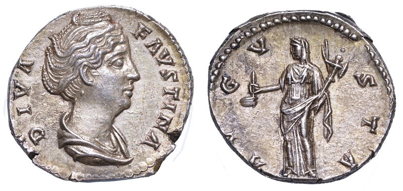 FAUSTINA I (moglie di Antonino Pio), + 140/141. Denario. Consacrazione.  - Auction Numismatics - Cambi Casa d'Aste