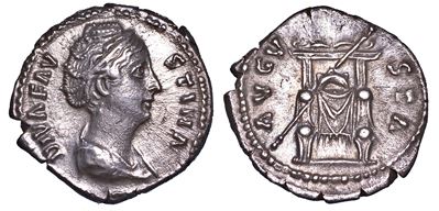 Faustina i (moglie di Antonino Pio), + 140/141. Denario. Consacrazione.
