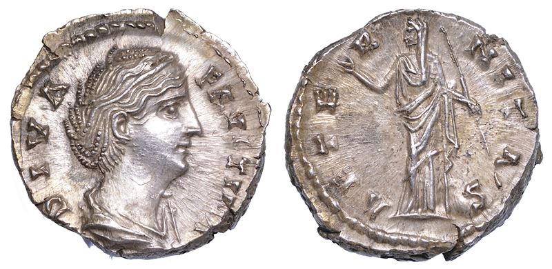 FAUSTINA I (moglie di Antonino Pio), + 140/141. Denario. Consacrazione.  - Auction Numismatics - Cambi Casa d'Aste