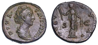 Faustina i (moglie di Antonino Pio), + 140/141. Asse. Consacrazione.