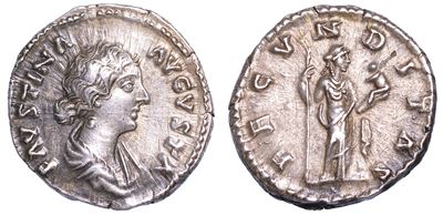 Faustina II (moglie di Marco Aurelio), 147-176. Denario.