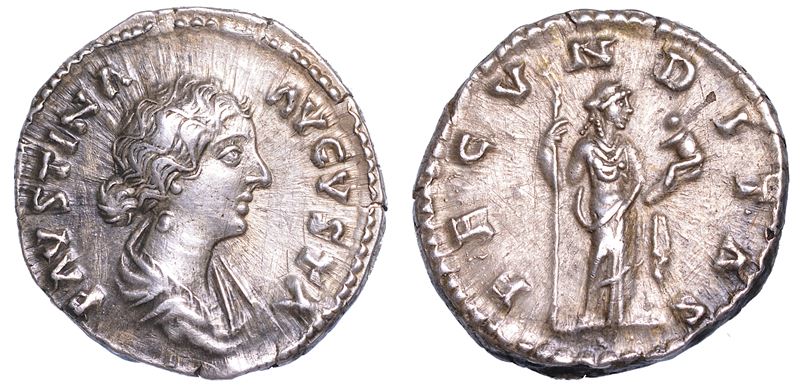 FAUSTINA II (Moglie di Marco Aurelio), 147-176. Denario.  - Auction Numismatics - Cambi Casa d'Aste
