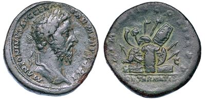 Marco Aurelio, 161-180. Sesterzio, Anni 176-177.