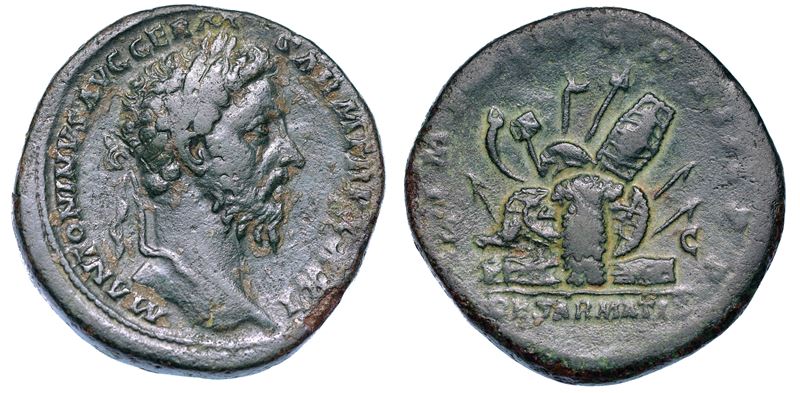 MARCO AURELIO, 161-180. Sesterzio, anni 176-177.  - Auction Numismatics - Cambi Casa d'Aste