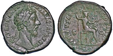 Marco Aurelio, 161-180. Sesterzio, Anni 179-180.