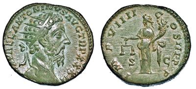 Marco Aurelio, 161-180. Dupondio.