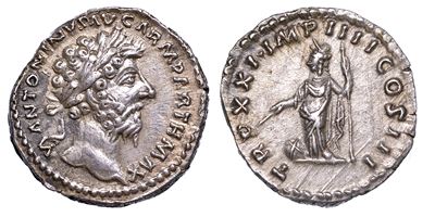 Marco Aurelio, 161-180. Denario, Anno 167.