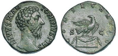 Marco Aurelio, 161-180. Sesterzio, Dopo il 180 D.C. Consacrazione Sotto Commodo.