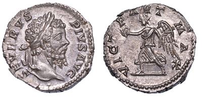 Settimio Severo, 193-211. Denario, Anni 201-202.