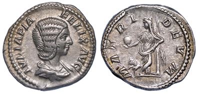 Giulia Domna (moglie di Settimio Severo), 193-217. Denario, Anno 217.