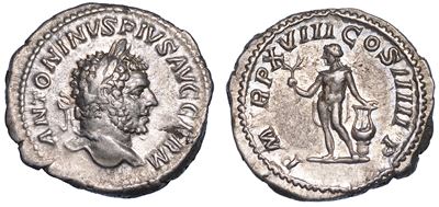 Caracalla, 198-217. Denario, Anno 215.