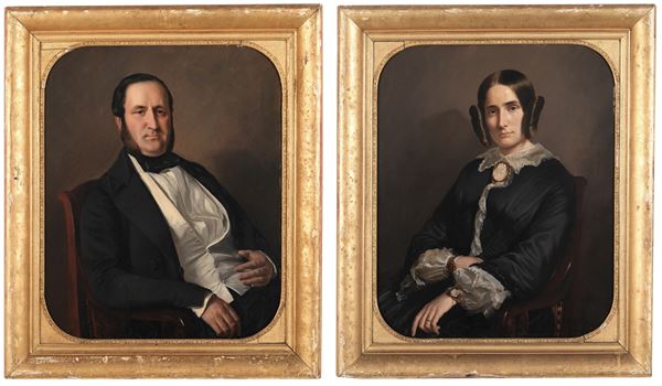 Scuola del XIX secolo Ritratti di coniugi