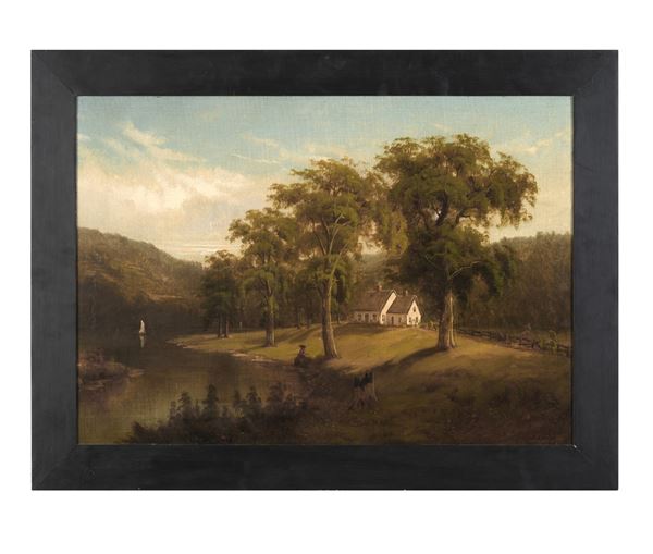 Scuola del XIX secolo Paesaggio fluviale