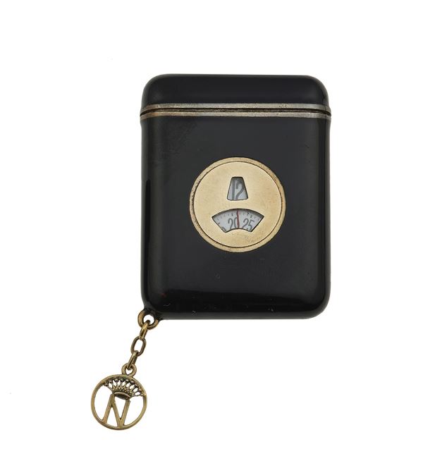 Pocket watch in black enameled steel Clartè. The watch has not been tested for the accuracy of time and may need a service