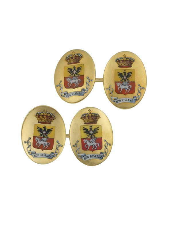 Pair of enamel and gold cufflinks