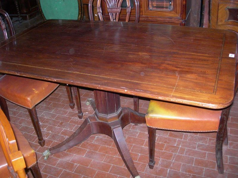 Tavolo rettangolare in mogano a gamba centrale, Inghilterra XIX secolo  - Auction OnLine Auction 11-2012 - Cambi Casa d'Aste