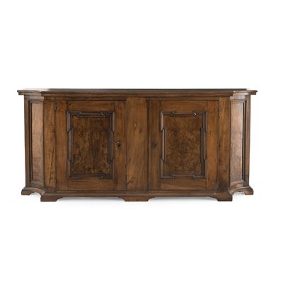 Credenza a Due Ante Scantonata, Costruita con Elementi Antichi