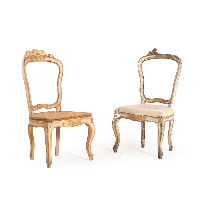 Due sedie “Gran Guardia” laccate e dorate. XIX secolo  - Asta Antiquariato - Cambi Casa d'Aste