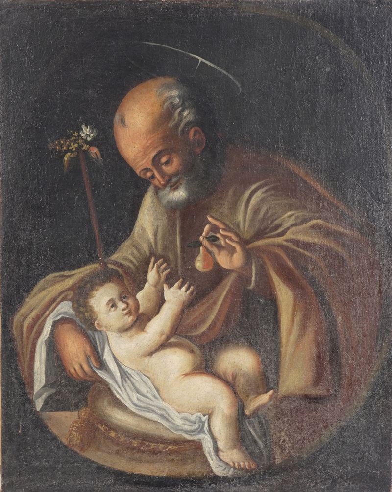Scuola del XVIII secolo San Giuseppe con il Bambino  - olio su tela - Auction Old Masters - Cambi Casa d'Aste