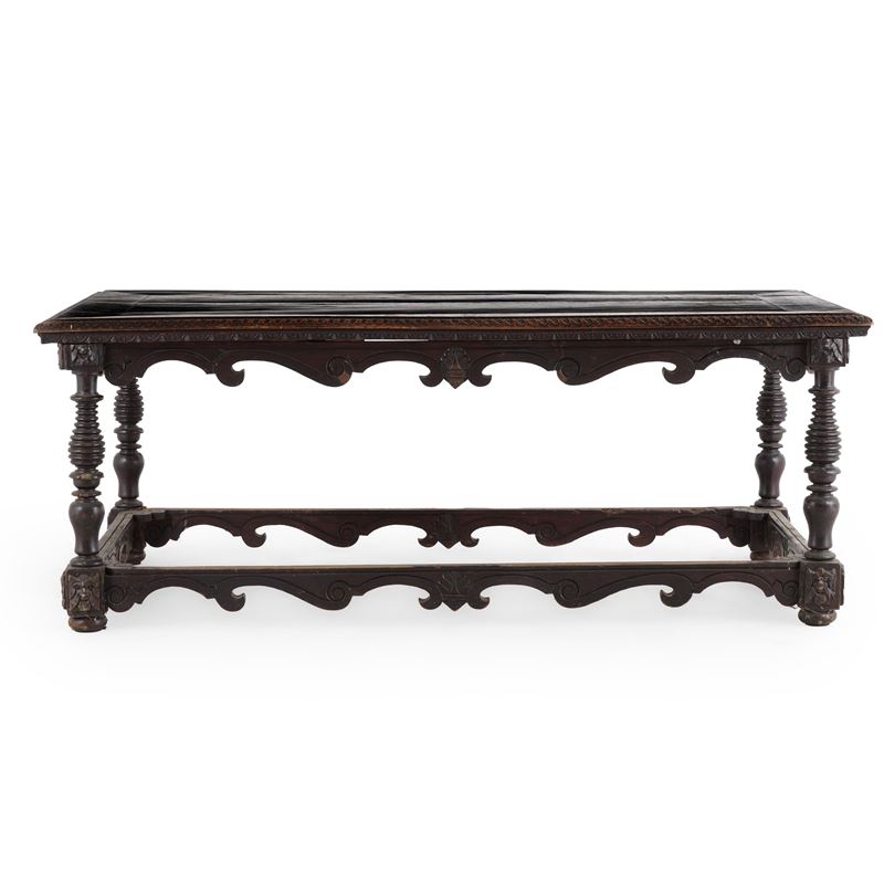 Tavolo rettangolare con gambe a rocchetto. XVIII-XIX secolo  - Asta Antiquariato - Cambi Casa d'Aste