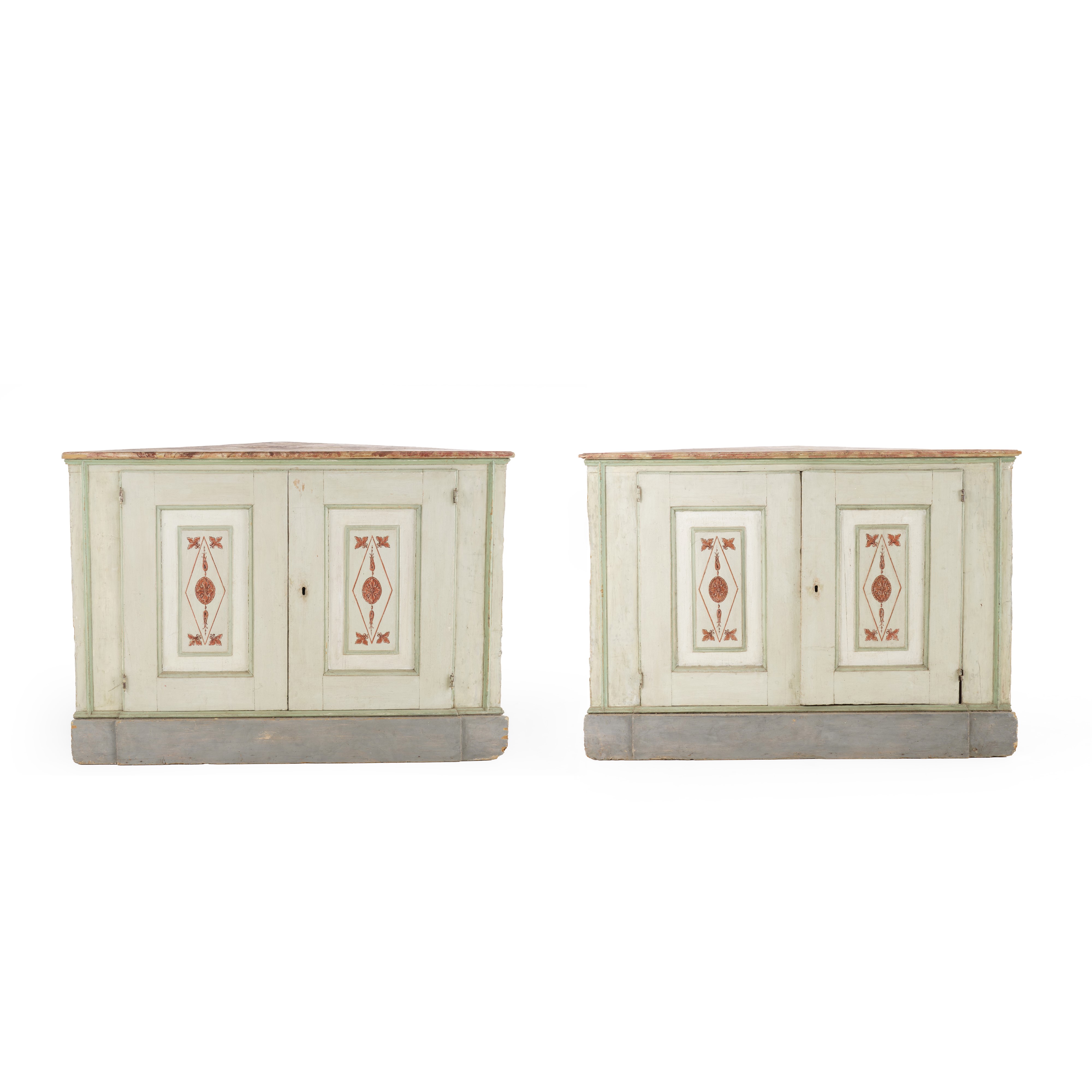 Due angoliere, legno laccato, XVIII-XIX secolo