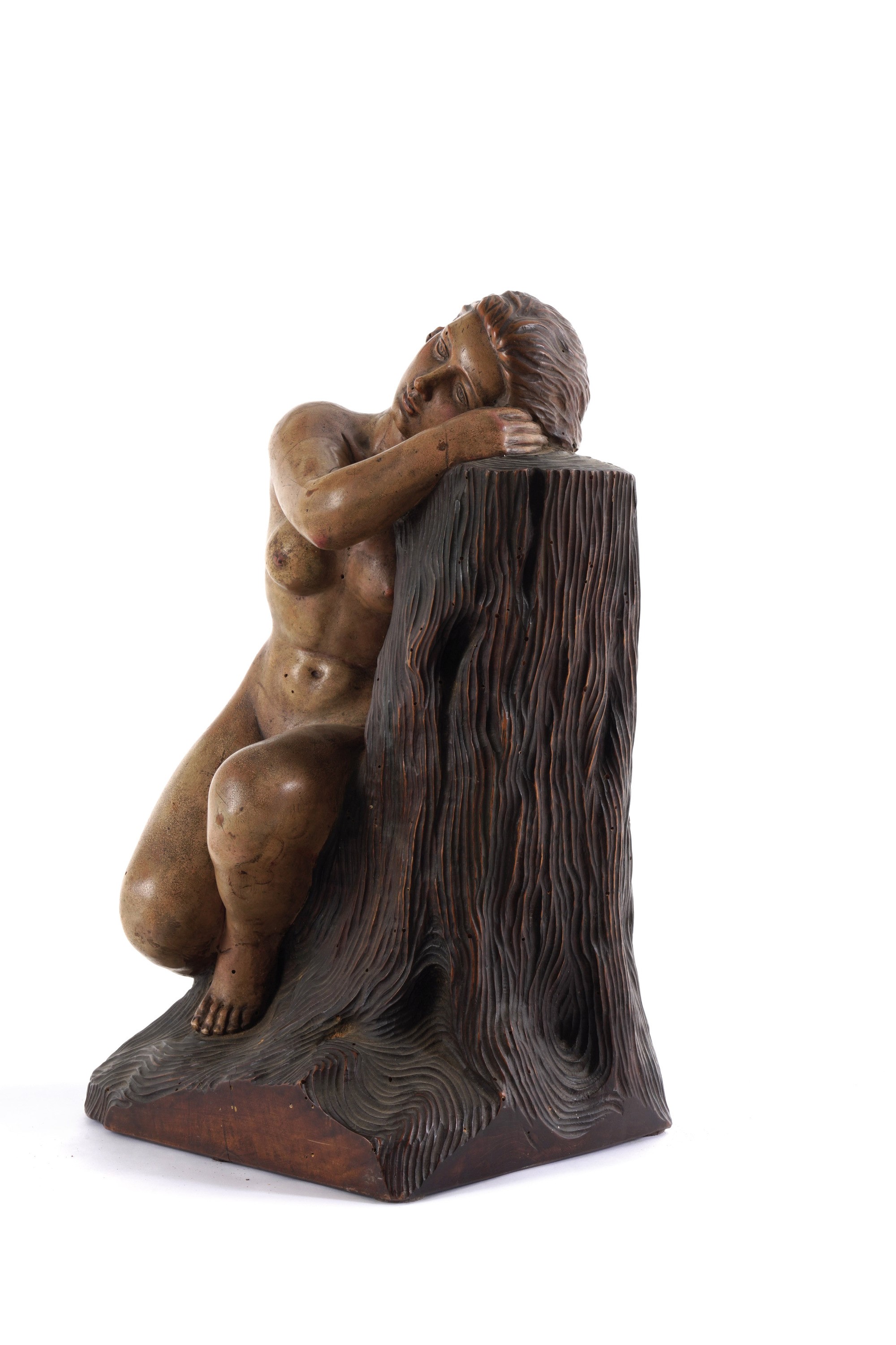 Scultura in legno, Figura femminile abbracciata ad un tronco, XIX secolo