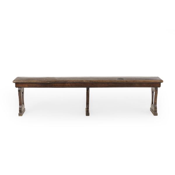 Panca a lira in legno di noce