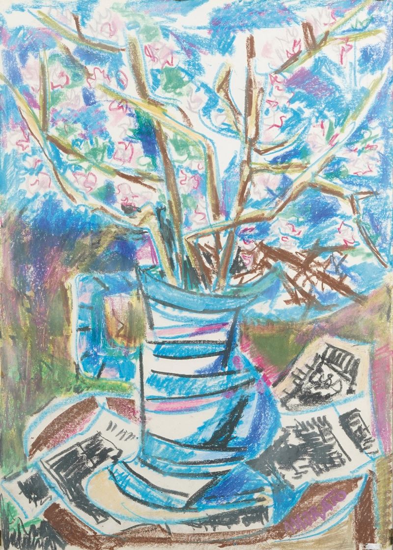 Antonio Morato : Vaso di fiori  - pastello - Asta Modern & Contemporary - Cambi Casa d'Aste