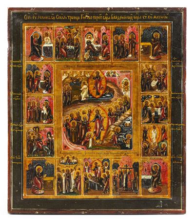 La Resurrezione di Cristo. Icona Tempera su Tavola. Russia XIX Secolo